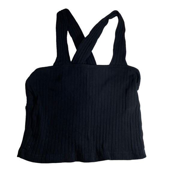 Shein Women's Cross Neck Crop Top Black SIze Small Y2K - Picture 2 of 5